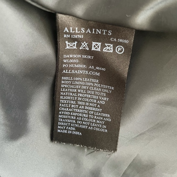 All Saints Dawson Leather Skirt - Picture 6 of 6